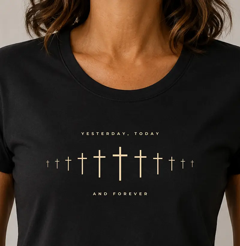 Camiseta Fem. Yesterday, Today, Forever - Estampa Dourada - Camiseta