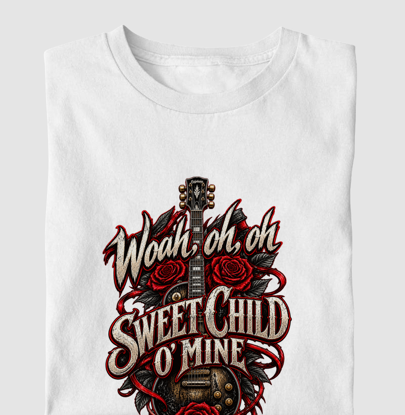 Camiseta Rock Sweet Child O’ Mine – Guitarra e Rosas - Camiseta