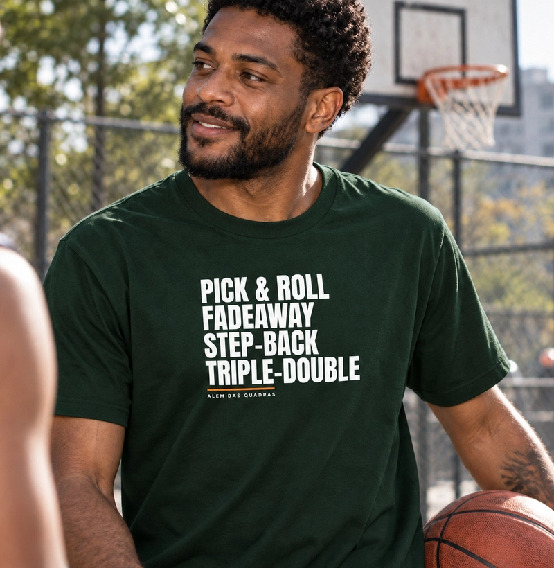 Camiseta Repertório de Jogo — Pick & Roll ao Triple Double.