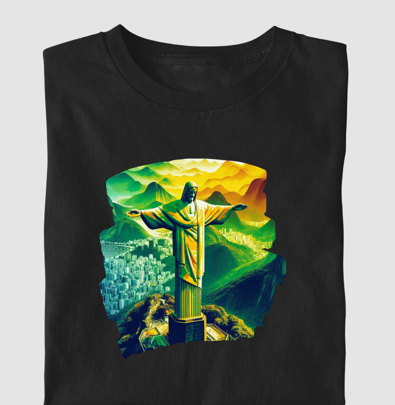 Camiseta Infantil Básica de Algodão "Cristo Redentor"