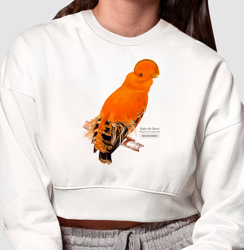 Inky Aves - Galo-da-serra - Moletom Cropped