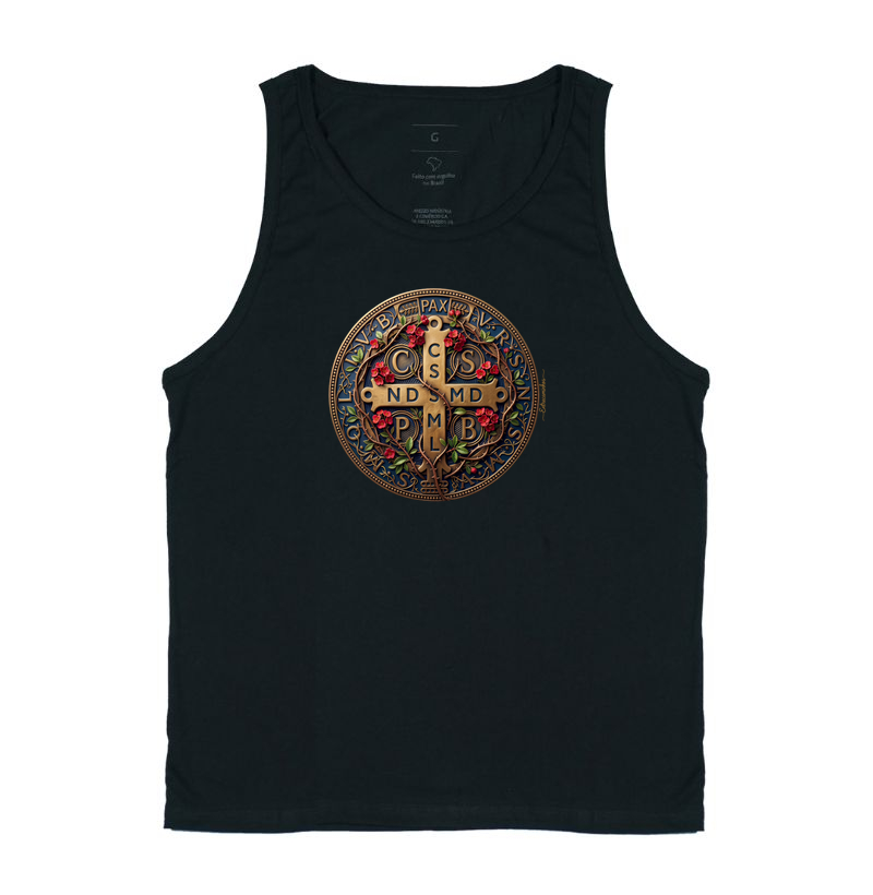 Medalha de São Bento e Flores Coroa-de-Cristo | Arte Sacra Exclusiva