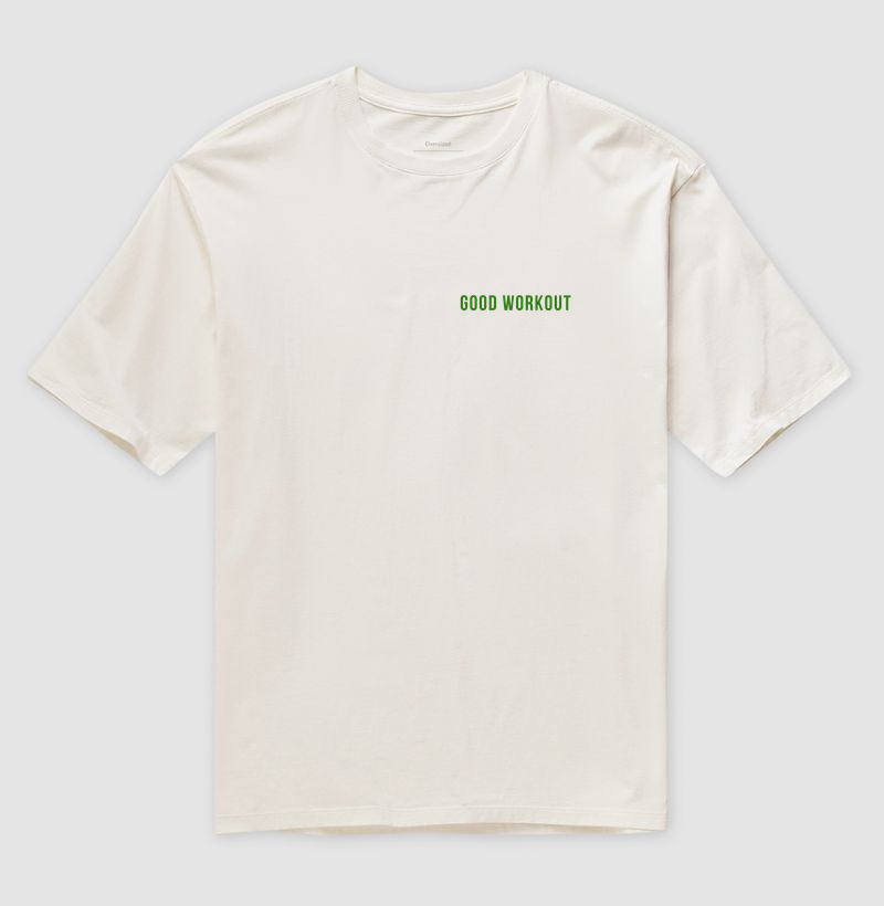 Oversized Good Workout Branca Logo Pequena Verde