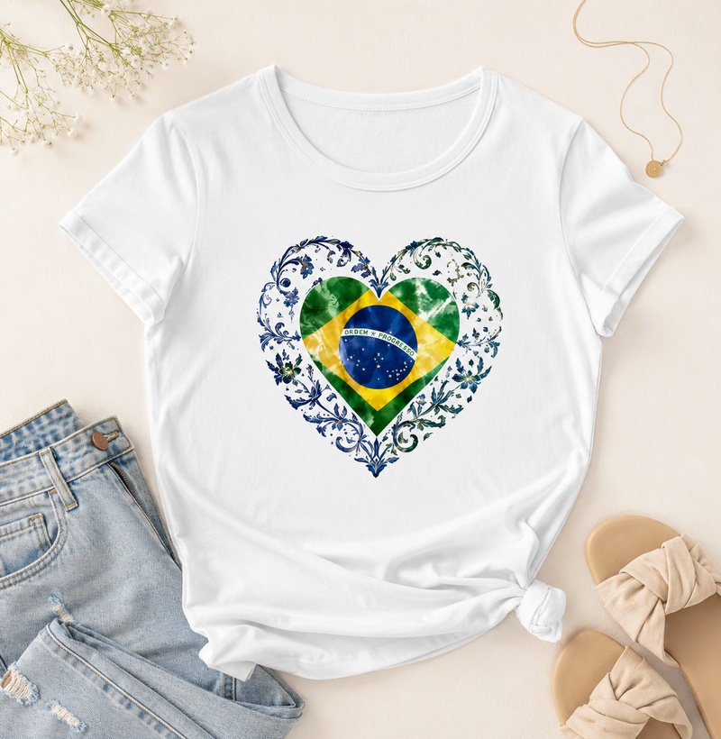 Camiseta Brasil Coração Azul — Edição Copa