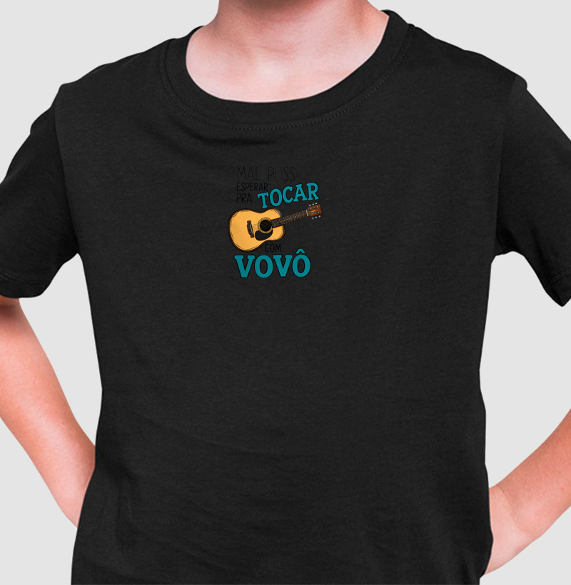 MAL POSSO ESPERAR PRA TOCAR COM VOVÔ (VIOLÃO) - Camiseta Infantil