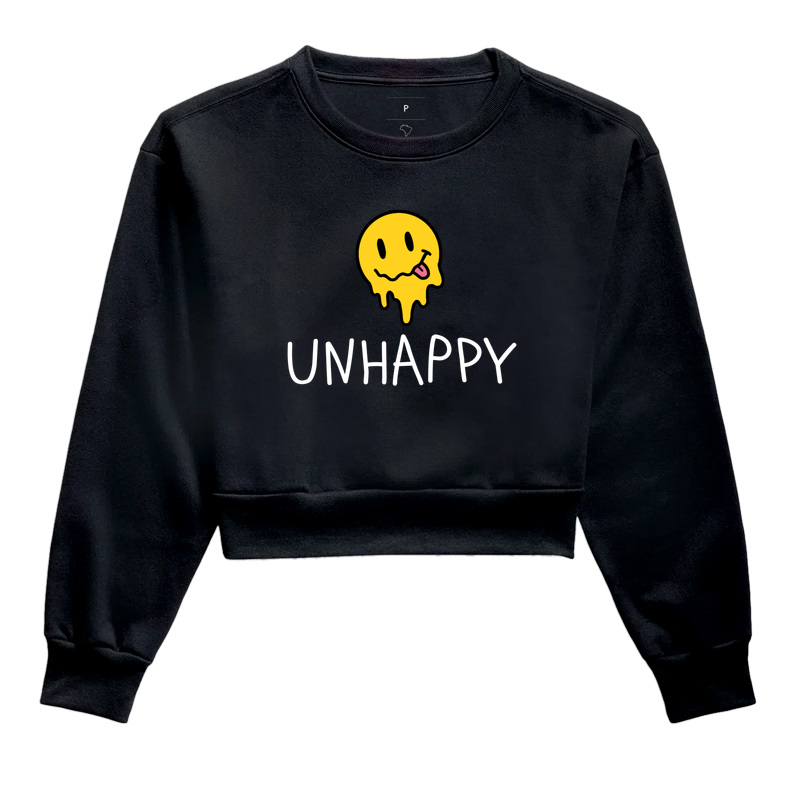Unhappy - Cropped Moletom