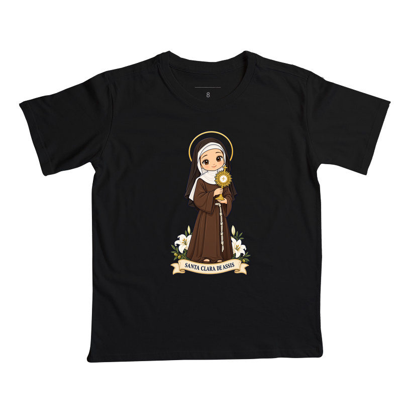 Santa Clara de Assis estilo chibi - Camiseta Infantil