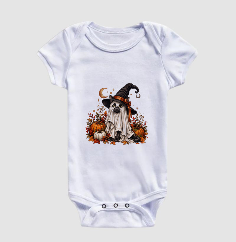Gato Bruxo do Halloween - Body Infantil