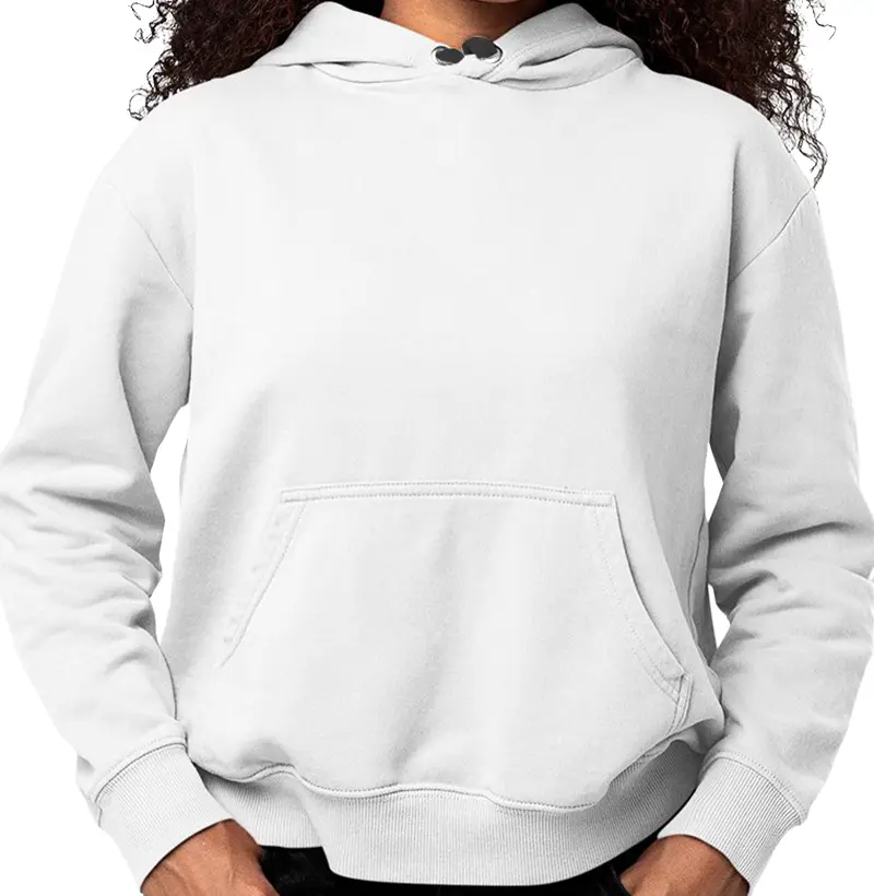 Moletom tradicional com capuz e bolso branco básico