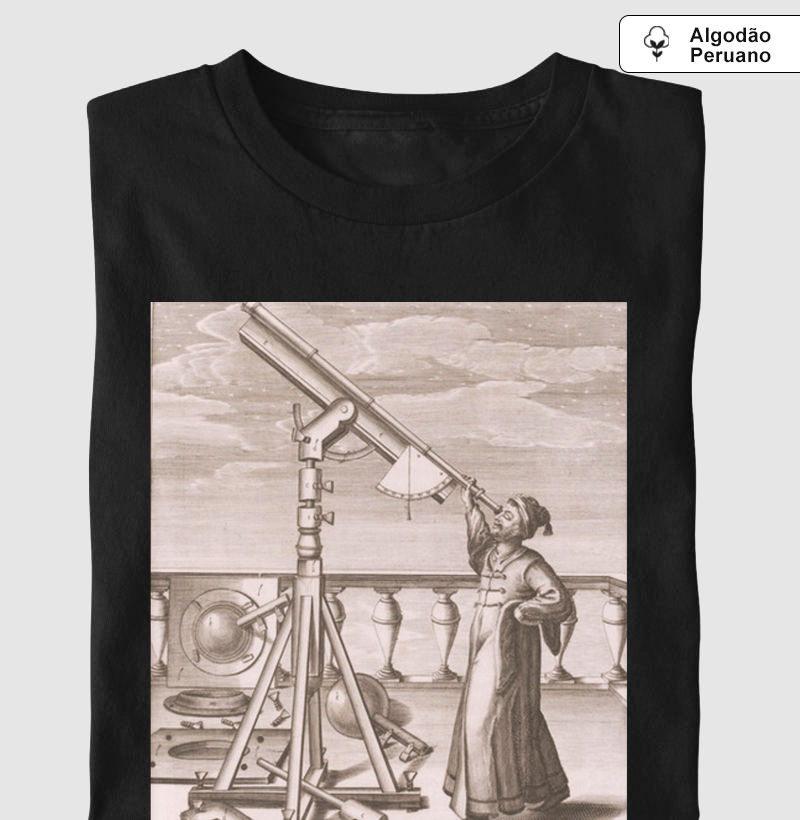 Camiseta Hevelius e o Céu: Selenographia 1647