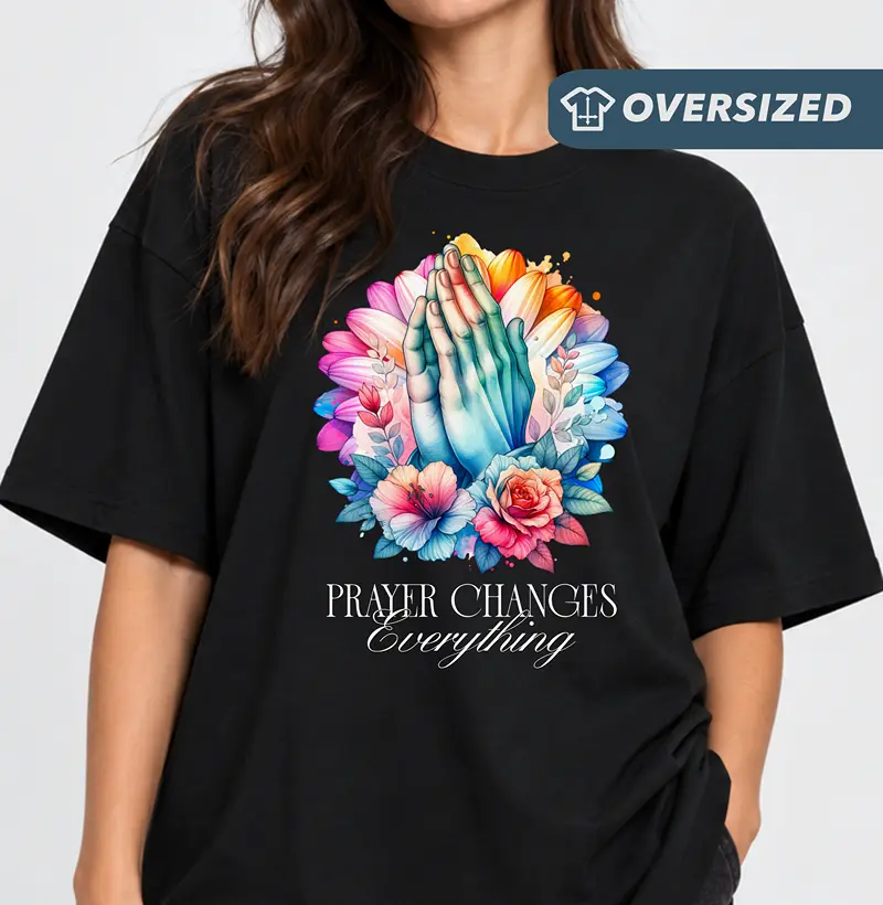 Camiseta Oversized Oração Muda Tudo - Camiseta Oversized