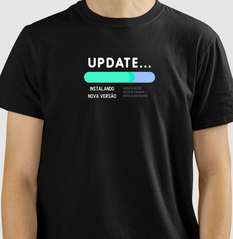 Camiseta com estampa "Update"- 100% algodão