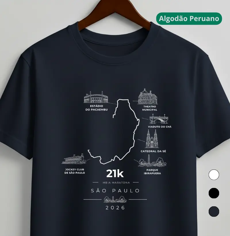 Camiseta Algodão Peruano Meia Maratona - 21 K Por São Paulo 2026