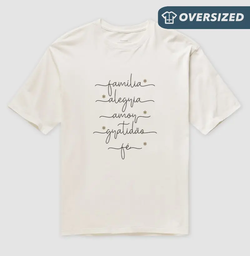 Família, Alegria, Amor, Gratidão, Fé - Estampa Preta