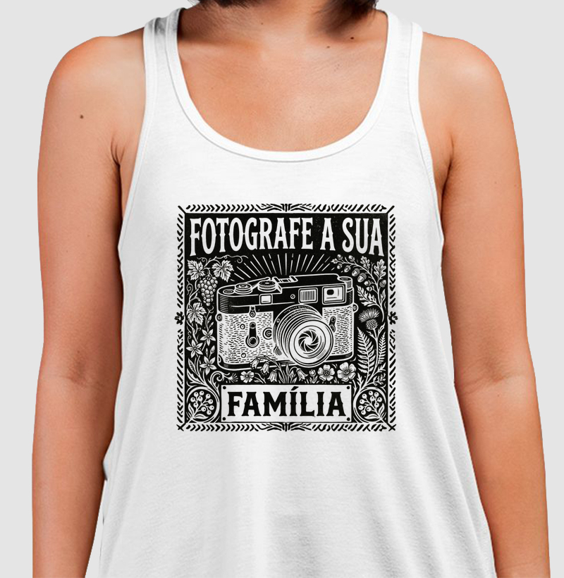 Regata Fotografe a sua família - Algodão Premium - ilustração preta