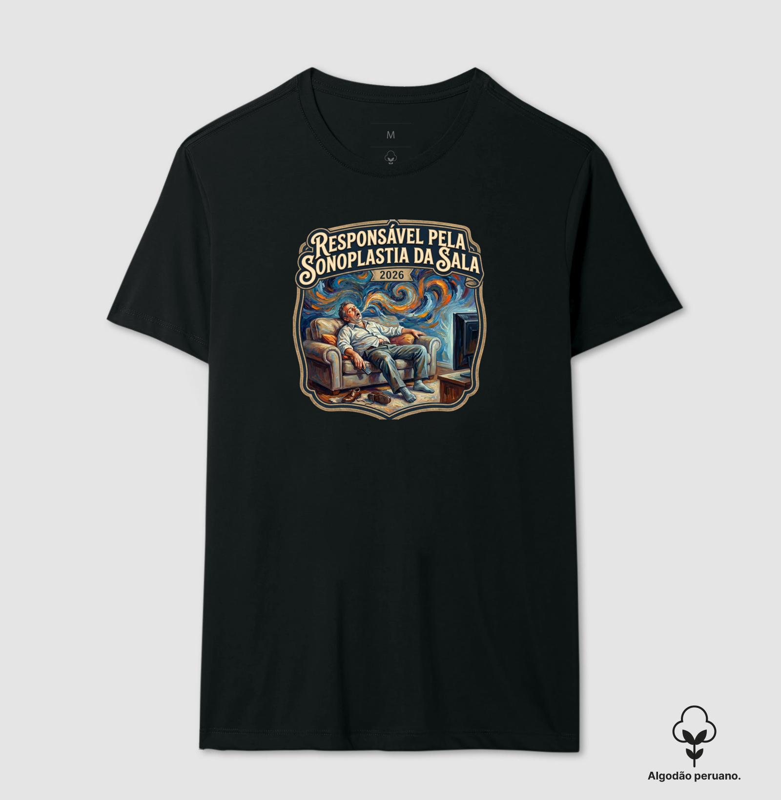 Camiseta Responsável pela sonoplastia da sala - Algodão Peruano