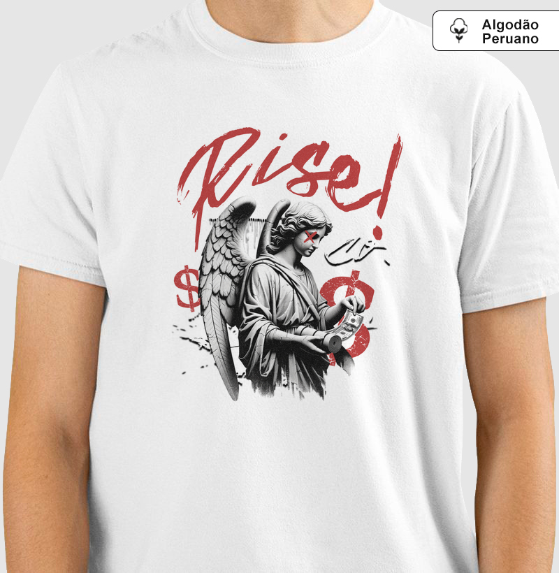 Camiseta Algodão Peruano Rise! Streetwear Estampa Premium Unissex – Moda Urbana