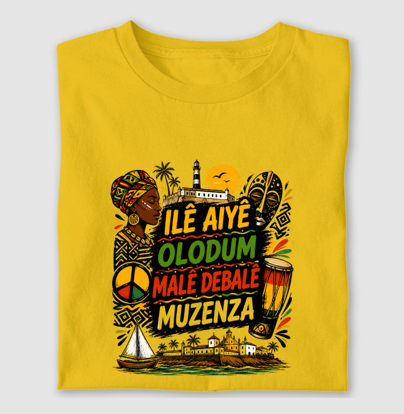 ✊🏾 CAMISETA “ILÊ AIYÊ • OLODUM • MALÊ DEBALÊ • MUZENZA”