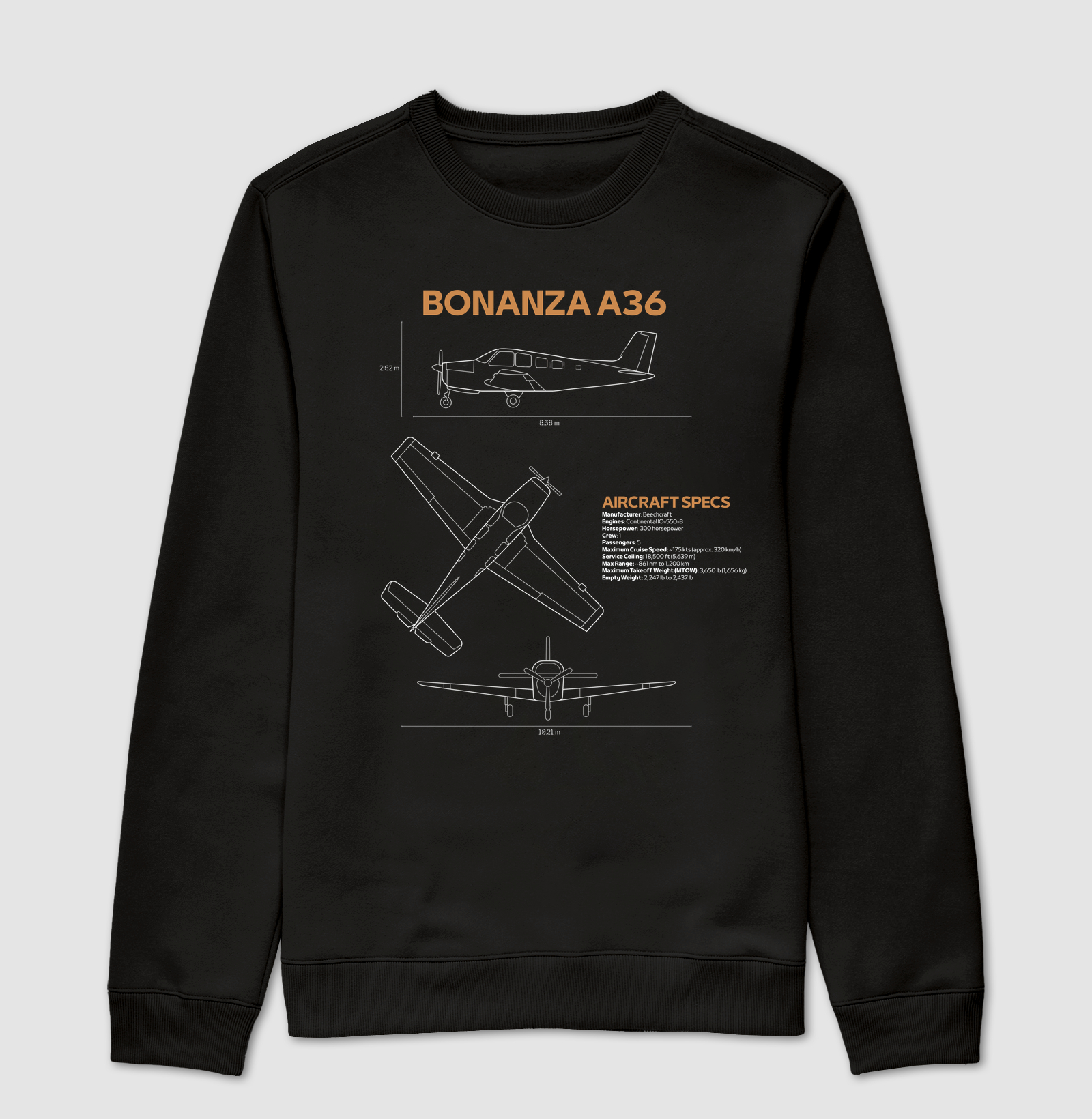 Bonanza A36 | Blueprint - Suéter Moletom