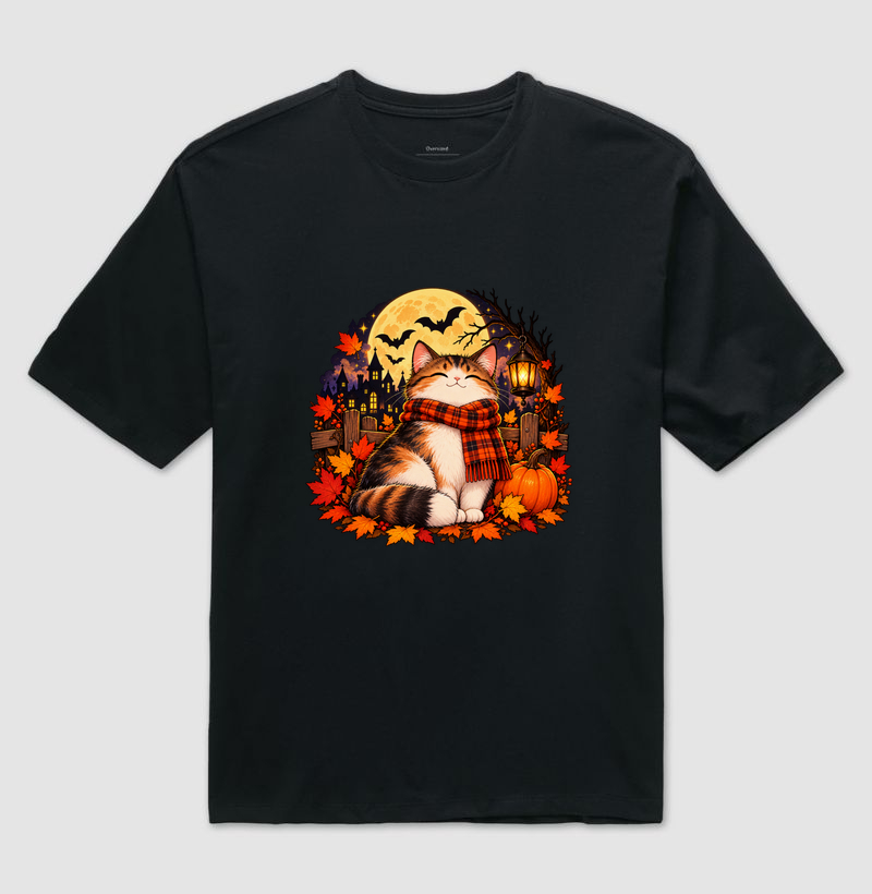 Gatoween - Noite de Lua Cheia - Camiseta Oversized