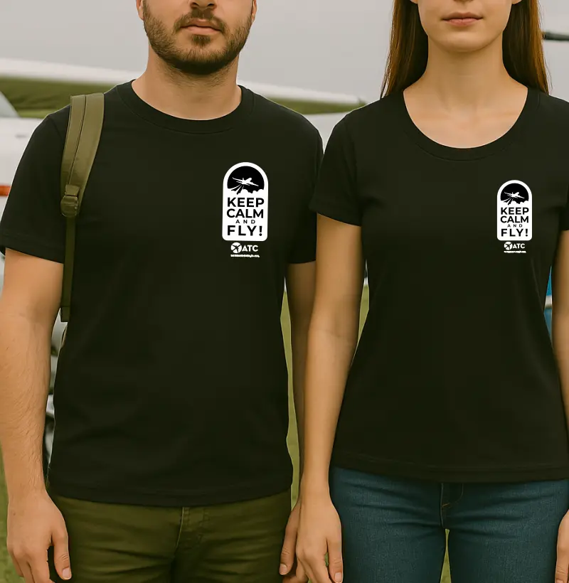 Camiseta "Keep Calm and Fly!" – Linha Pilotos ATC