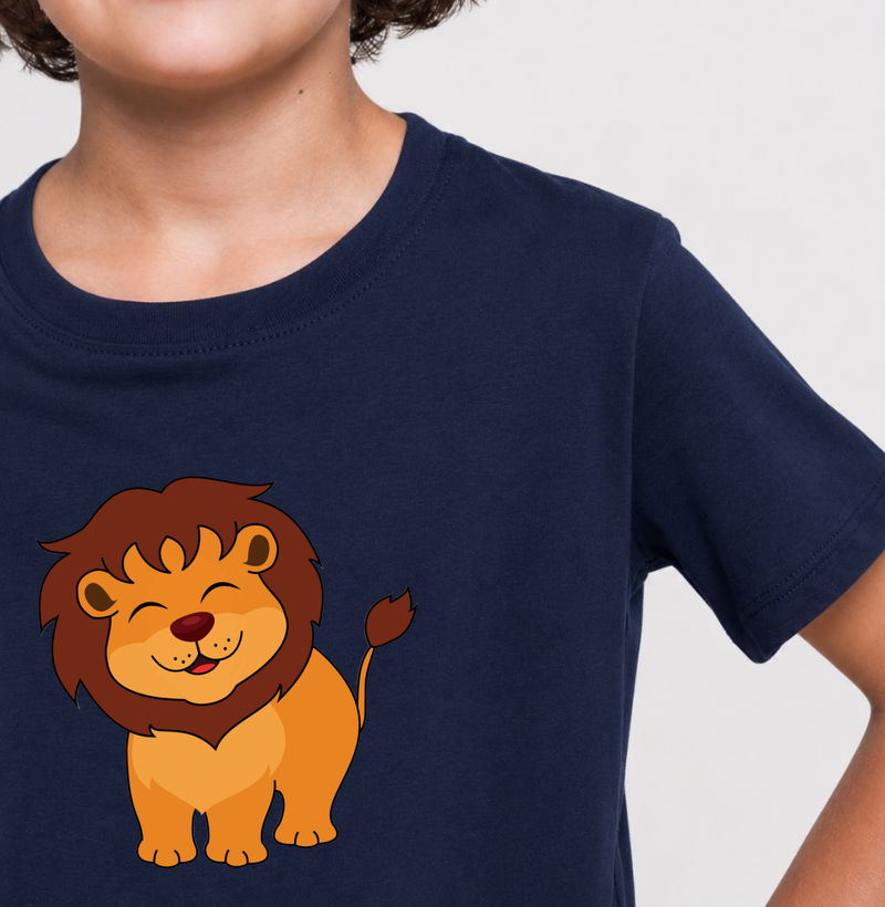 Camiseta Infantil Leãozinho. Coleção Kids. Meninos e Meninas. Algodão Premium