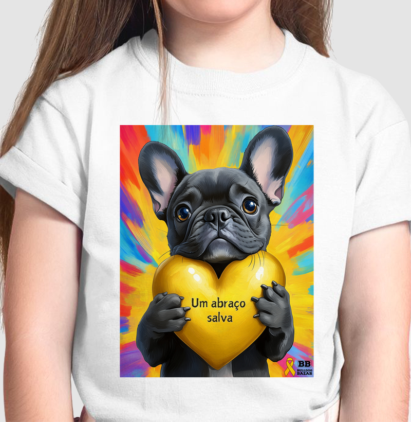 Infantil Bulldog Frances "Setembro amarelo"