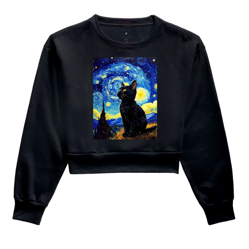 Gatinho e a Noite Estrelada Van Gogh