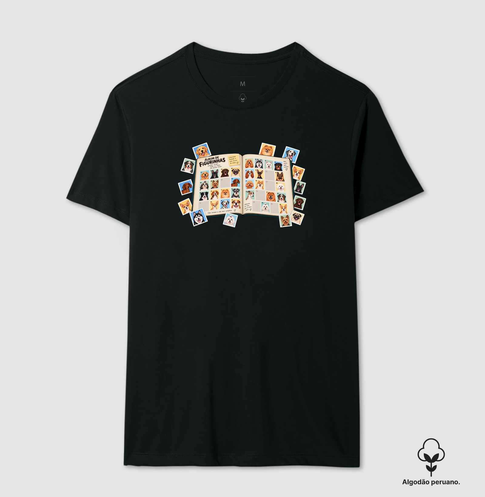 Album de Figurinha Canino - Camiseta Algodão Peruano