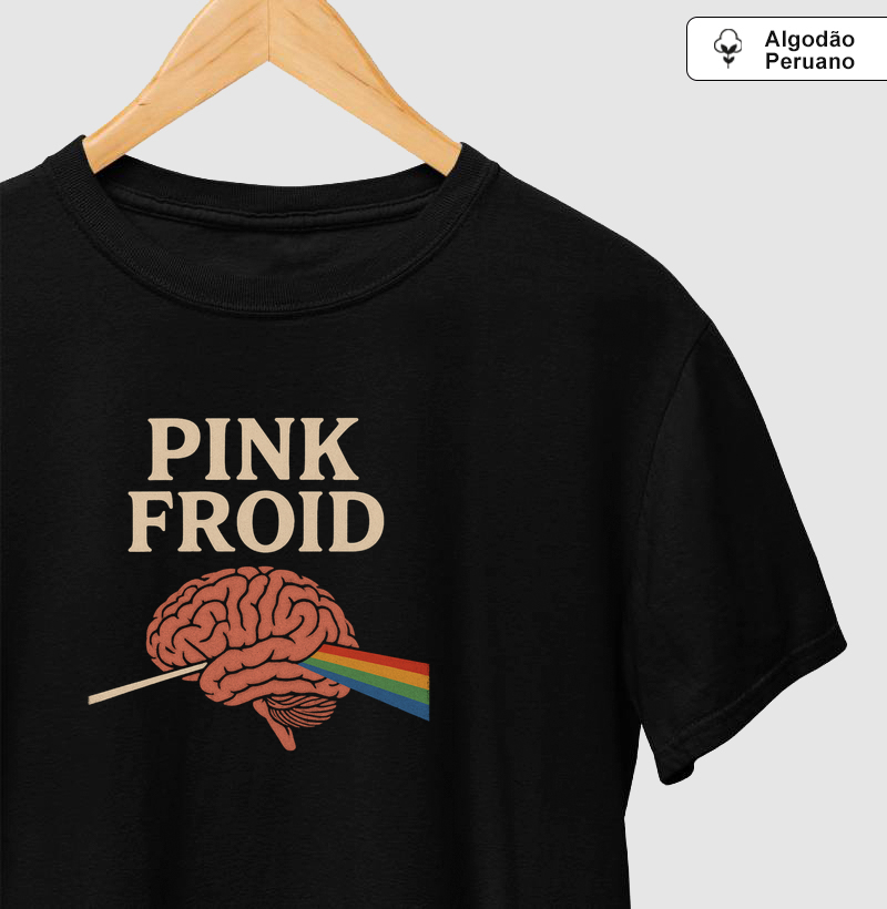 Camiseta Pink Froid. Coleção Música. Masculina e Feminina. Algodão Peruano. 