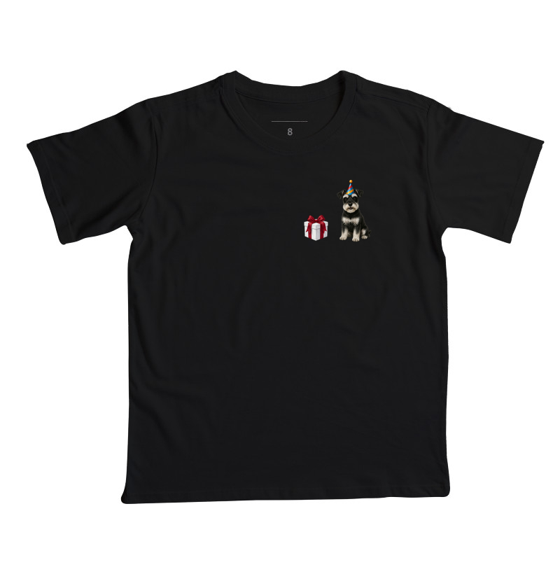 Schnauzer Preto - Aniversário - Camiseta Infantil