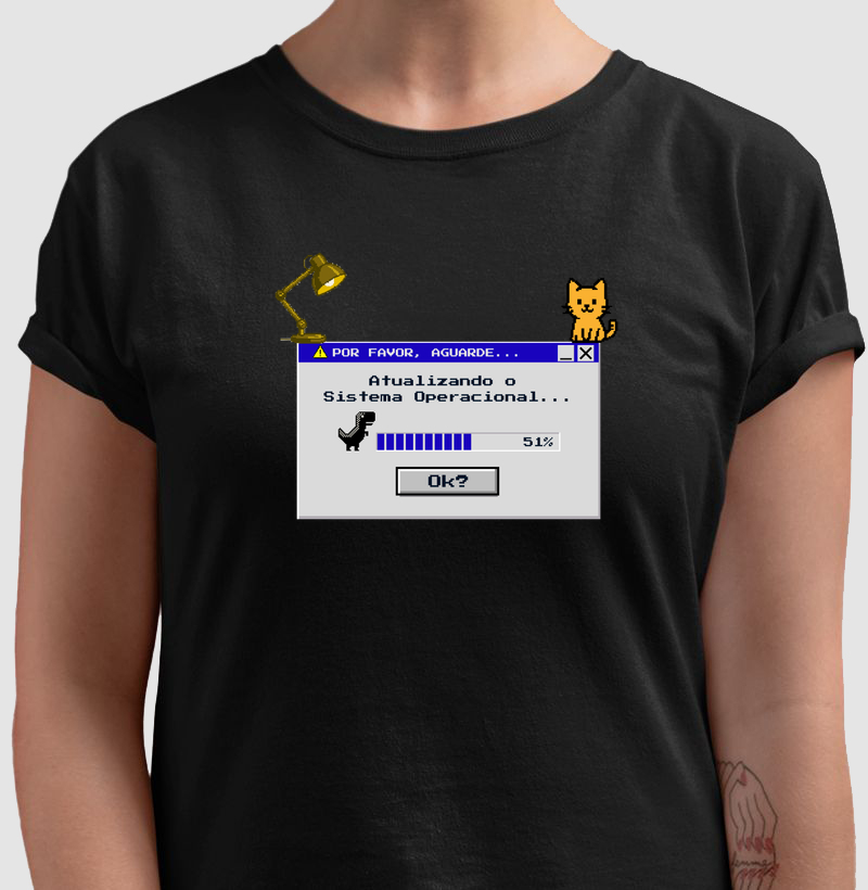 ⚙️Camiseta Atualizando 51% —> USE o CUPOM "DINO20" (Masc./Fem.)