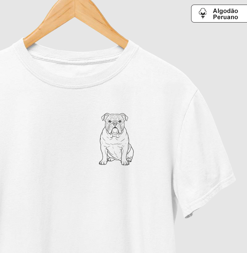Bulldog (Buldogue) Inglês - Desenho - Camiseta Algodão Peruano