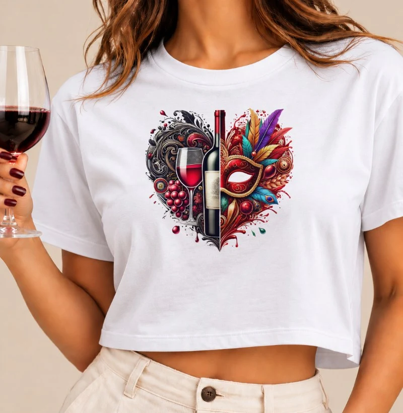 Camiseta Coração de Carnaval - Cropped