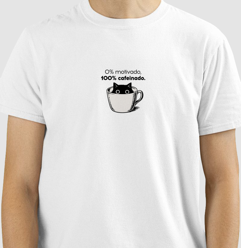 Camiseta Regular - 0% motivado, 100% cafeinado