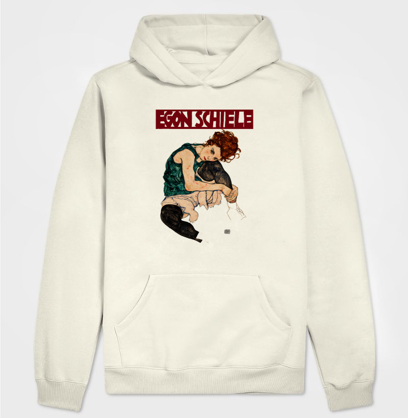 Mulher Sentada com os Joelhos Dobrados (1917) - Egon Schile - Hoodie Moletom