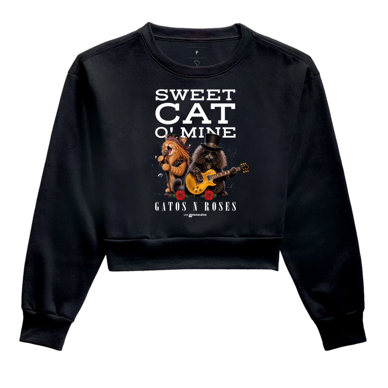Gatos N’ Roses - Sweet Cat O’ Mine - Cropped Moletom
