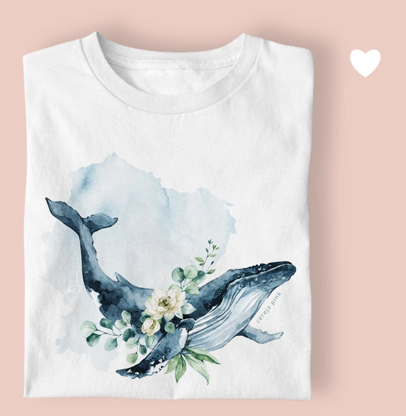 Camiseta Feminina Ilustrada Baleia 
