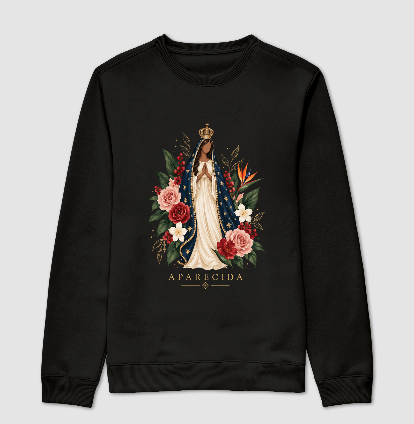 Aparecida em Flores - Suéter Moletom