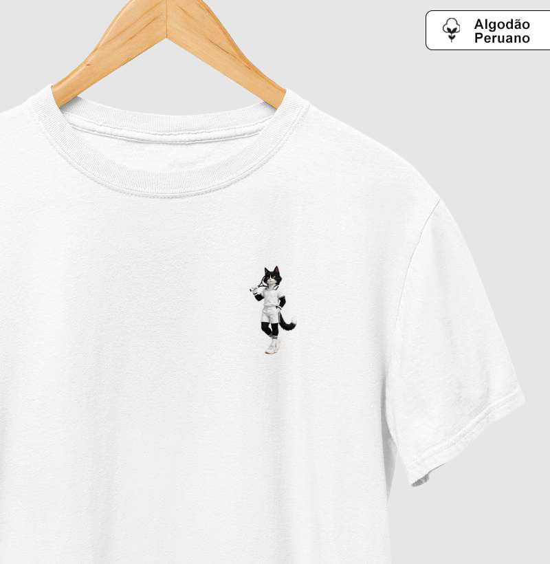 Gato Frajola Tenista - Camiseta Algodão Peruano