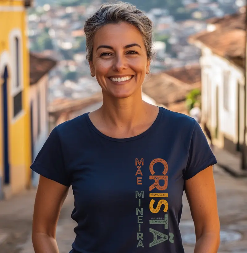 Camiseta Mãe Mineira Cristã | Fé e Família - Algodão Peruano