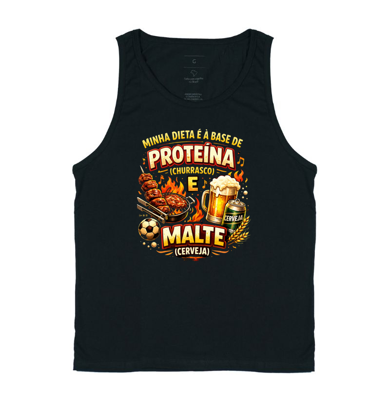 camiseta minha dieta é à base de proteína [churrasco] e malte [cerveja]
