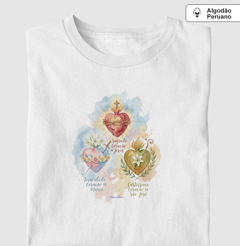 Sagrados Corações – Jesus, Maria e José em Aquarela