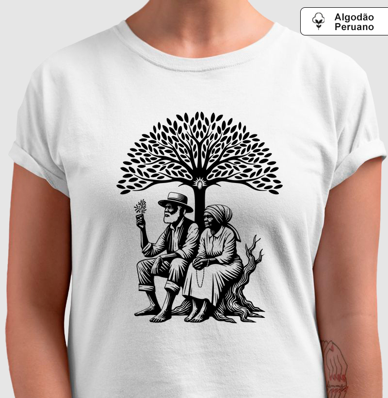 Casal Pretos Velhos Sob a Árvore - Algodão Peruano