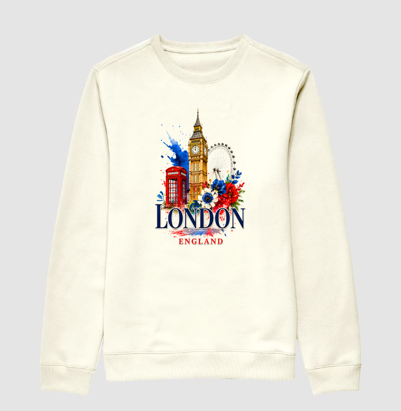 Flores em London - Suéter Moletom