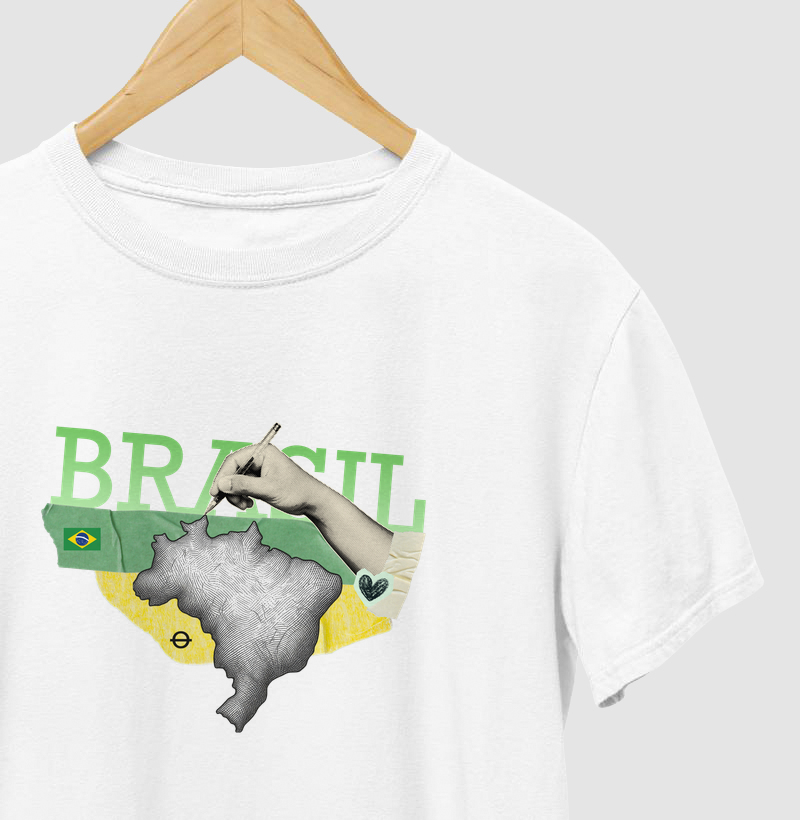 camiseta brasil colagem autoral joga bonita