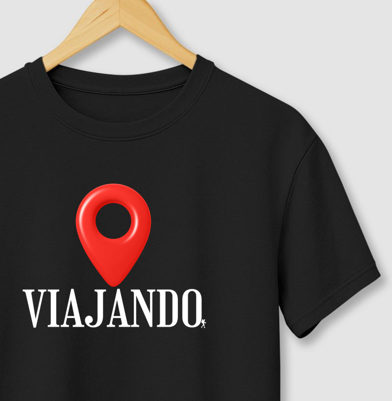 Camiseta Viajando Pin Localizacao | Estampa Minimalista Viagem | Colecao Viciados em Viagem |Excursionista