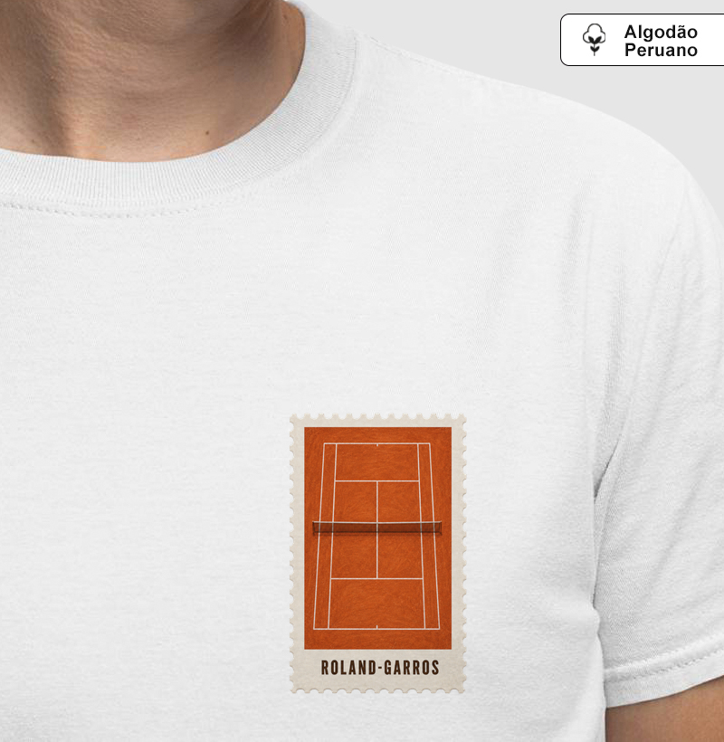Camiseta Peruano Selo Roland Garros (masculina e feminina) - Camiseta Algodão Peruano
