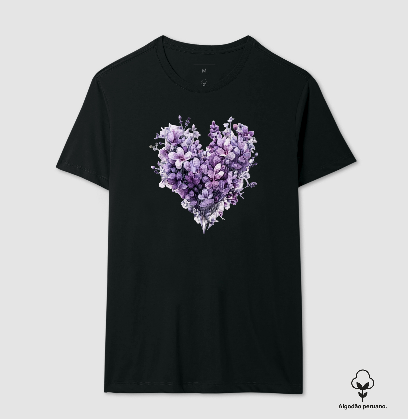 Coração Lila - Camiseta Algodão Peruano