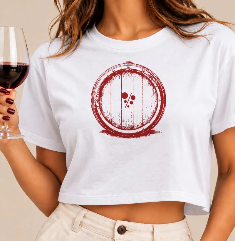 Camiseta Cropped Brasil de Vinhos - Barrica Vinho - Cropped